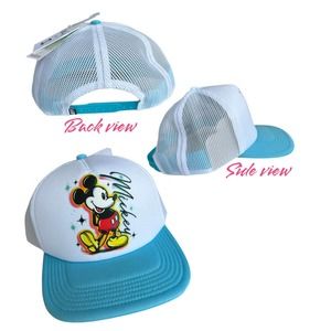 NWT NEFF Disney Mickey Mouse White/Light Blue Mesh Adjustable Snapback Hat Cap